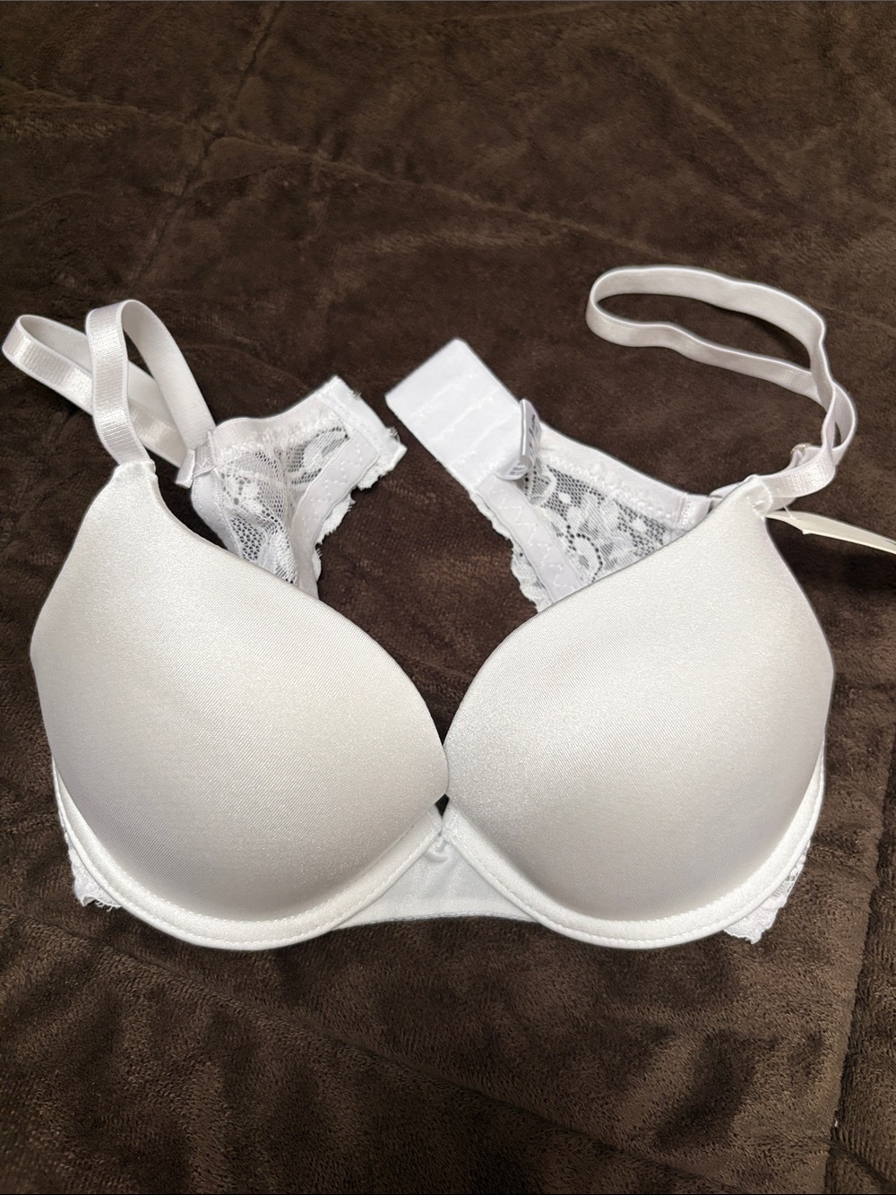 White Laced Back 2 Size Push-Up Bra